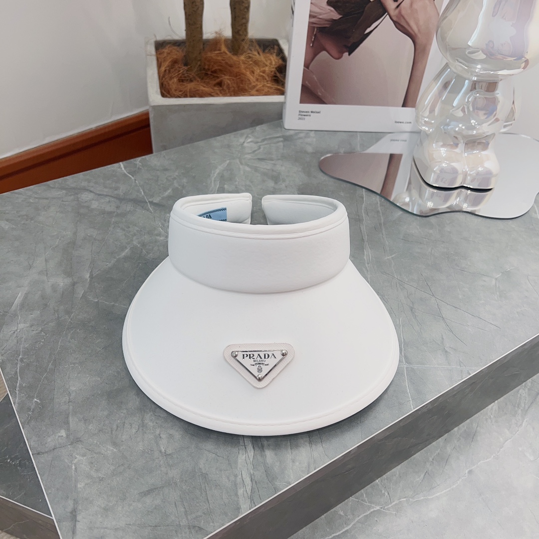 [PRADA Prada] 2023 summer new ice silk sun visor empty top hat