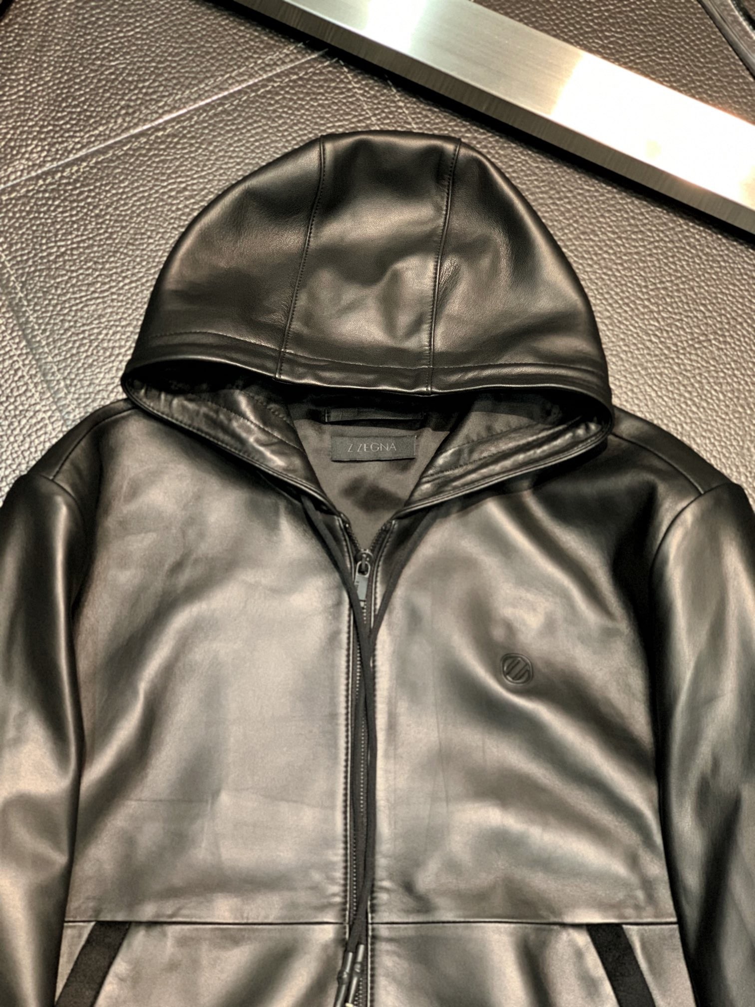 Zegna hooded leather jacket