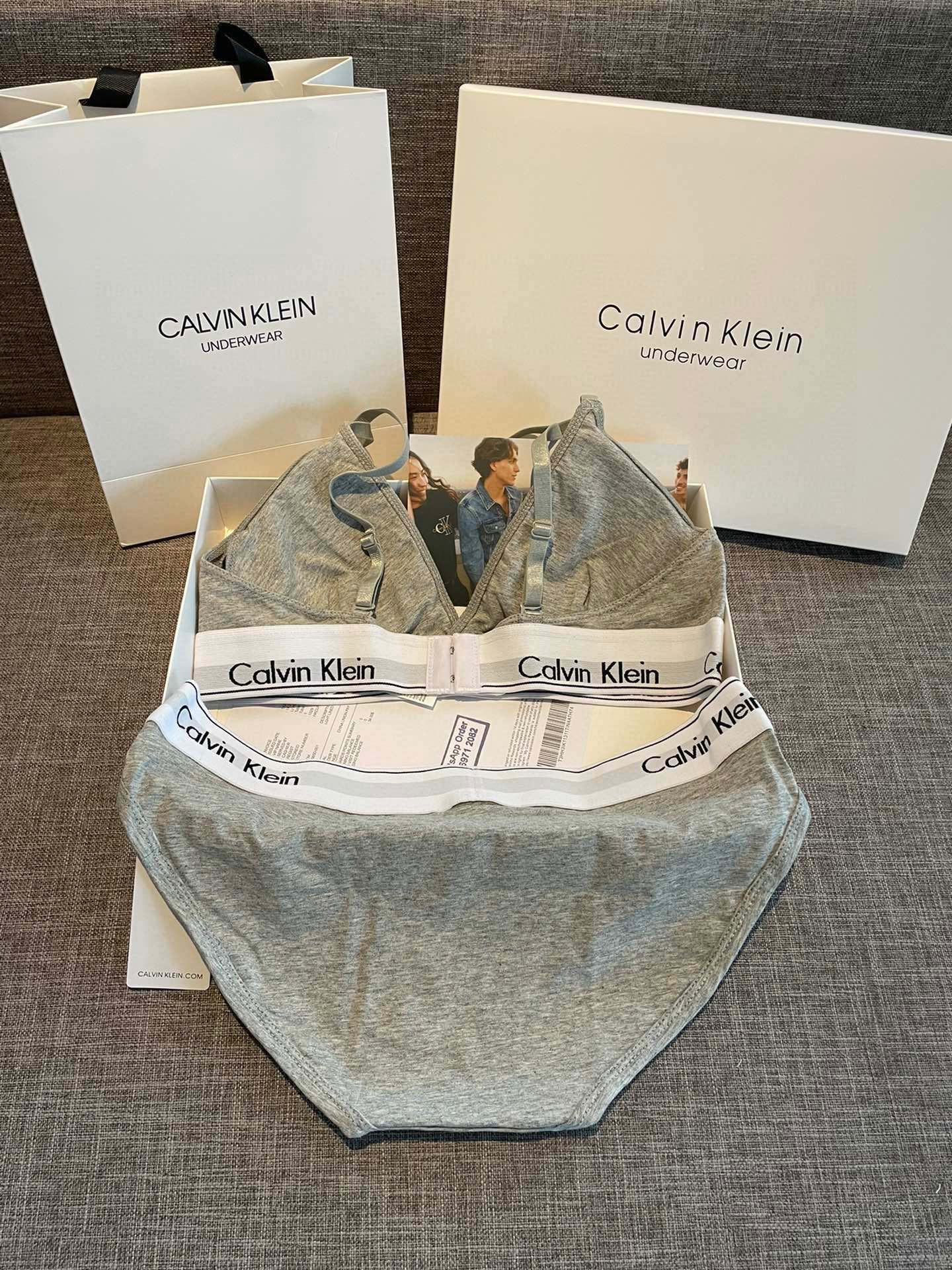 Ck Underwear Women Steelless Triangle Cup with Bra Pads Sexy Sports Bra Low Waist Ck Briefs Swimwear