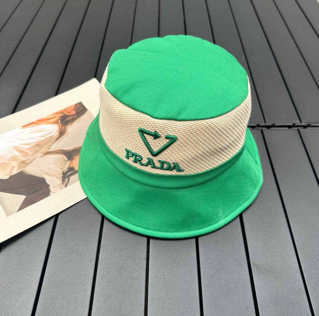 prada classic triangle bucket hat