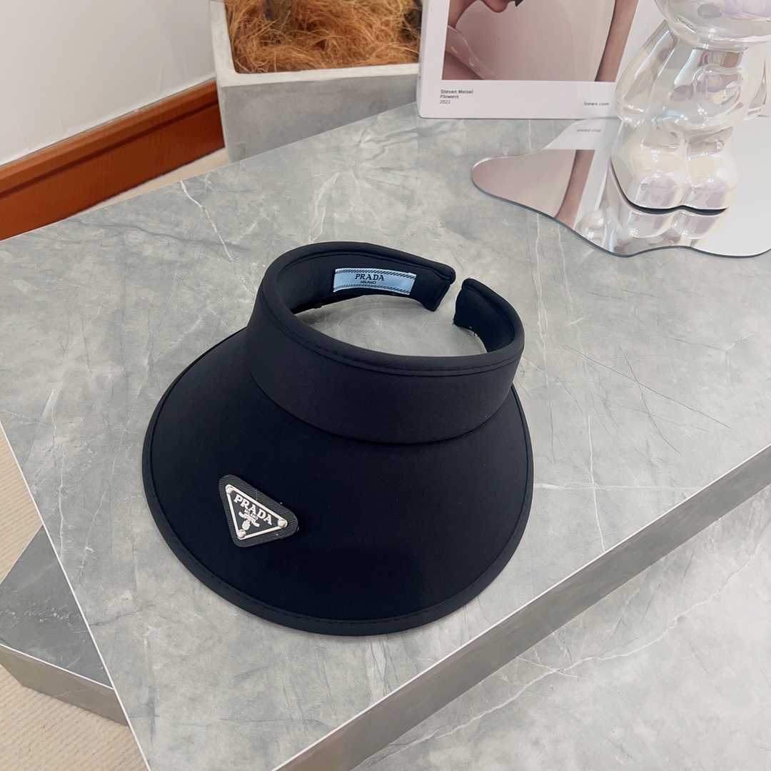 [PRADA Prada] 2023 summer new ice silk sun visor empty top hat