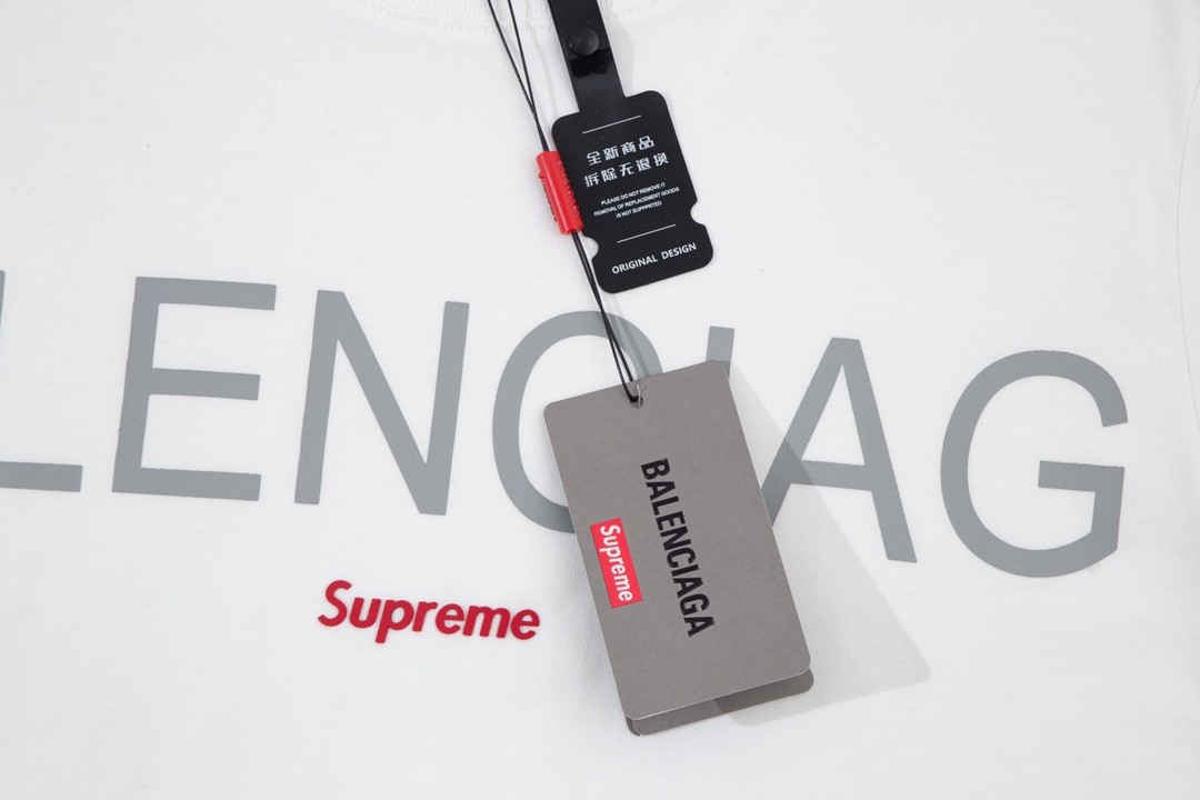 Balenciaga × Supreme 2023 Fall Spring/summer collection simple double LOGOT shirts