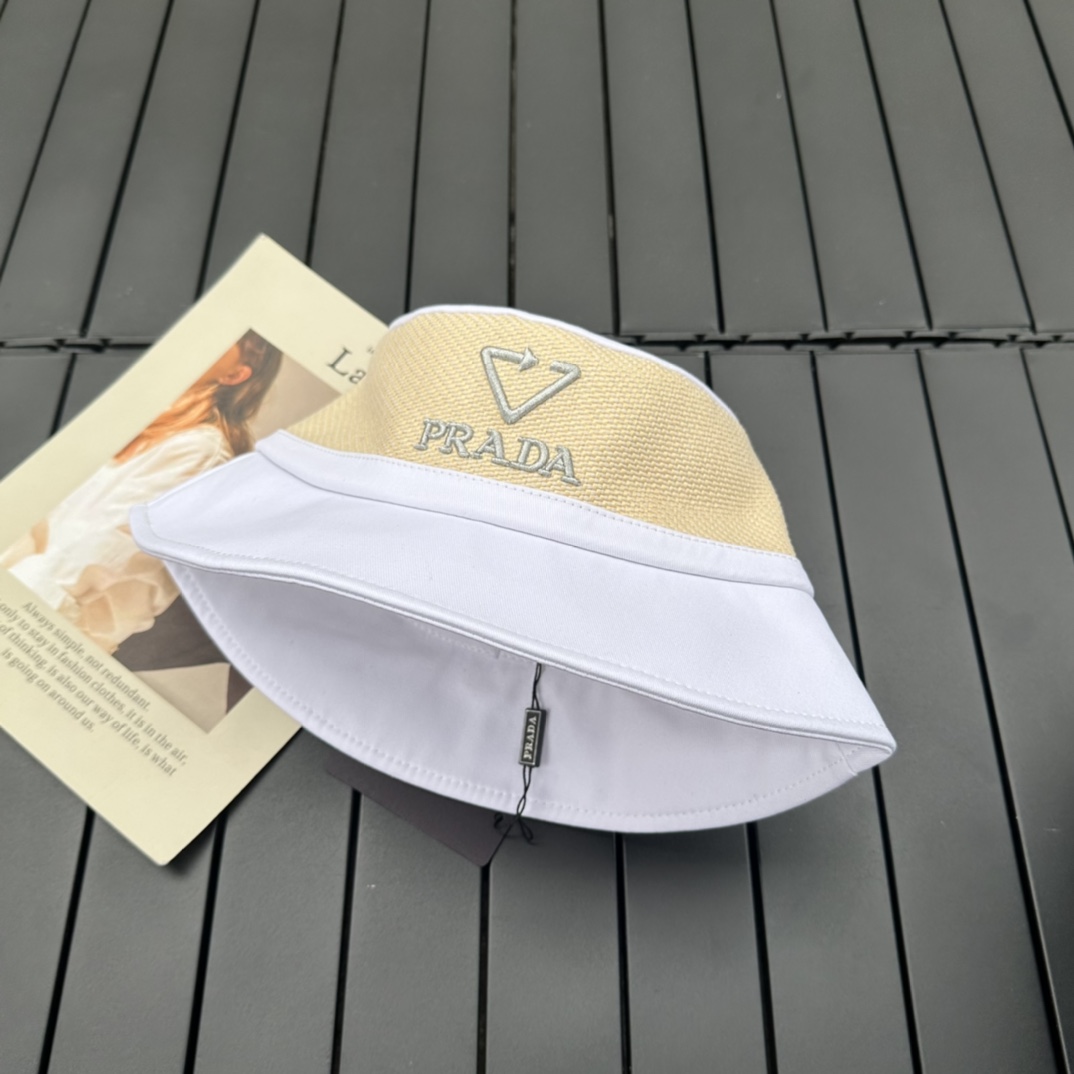 prada classic triangle bucket hat