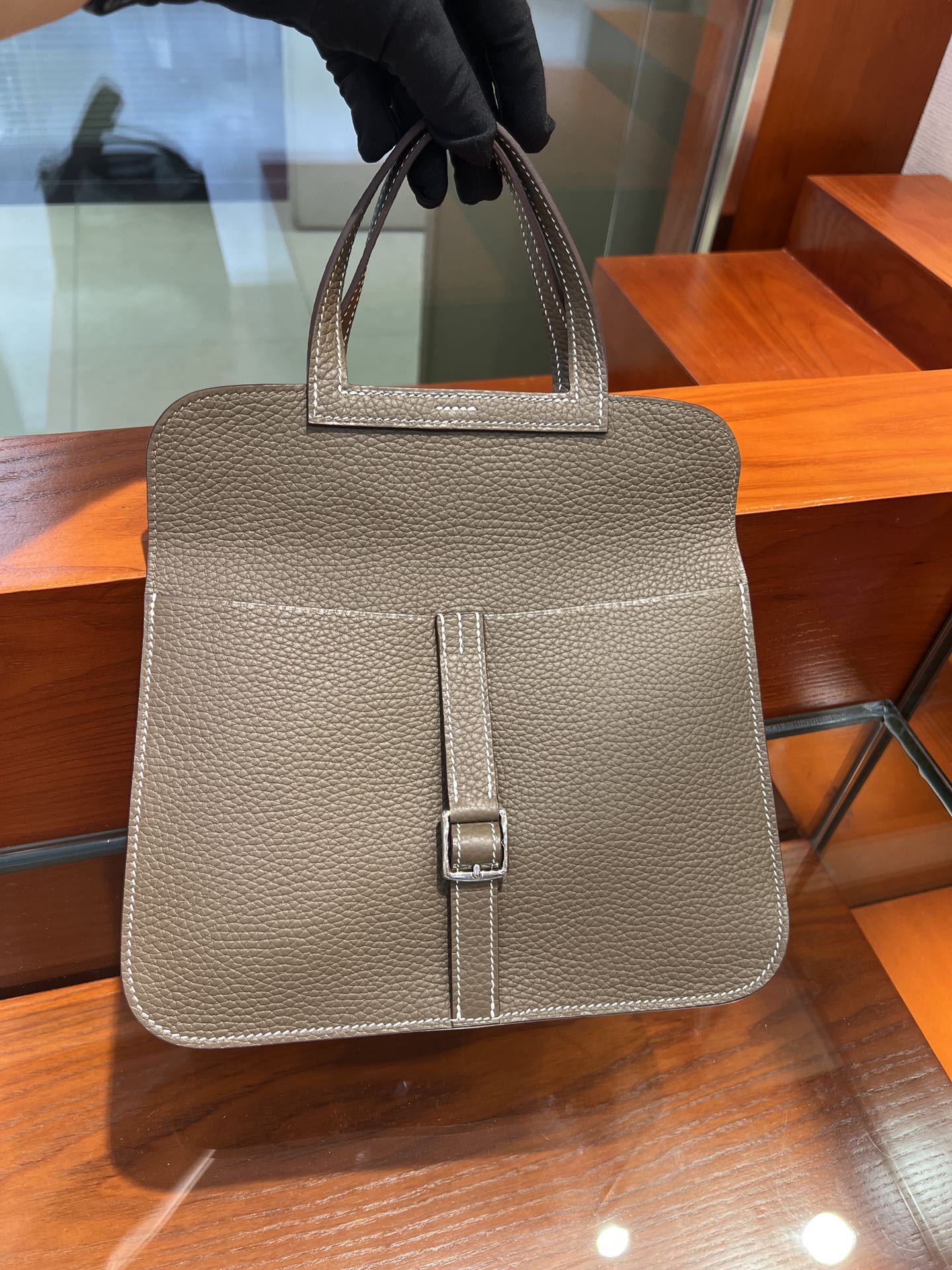 Halzan 25cm clemence leather 18 Etoupe grey elephant