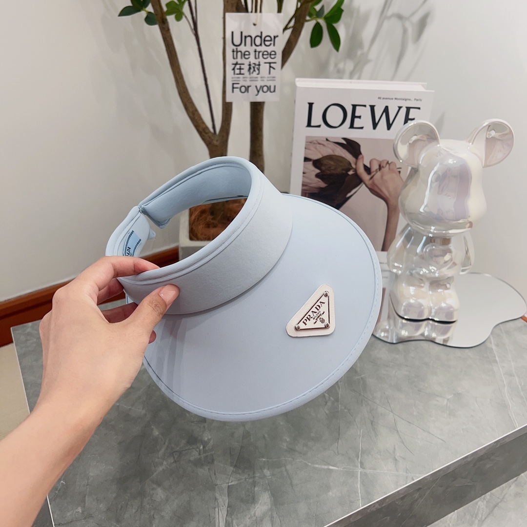 [PRADA Prada] 2023 summer new ice silk sun visor empty top hat