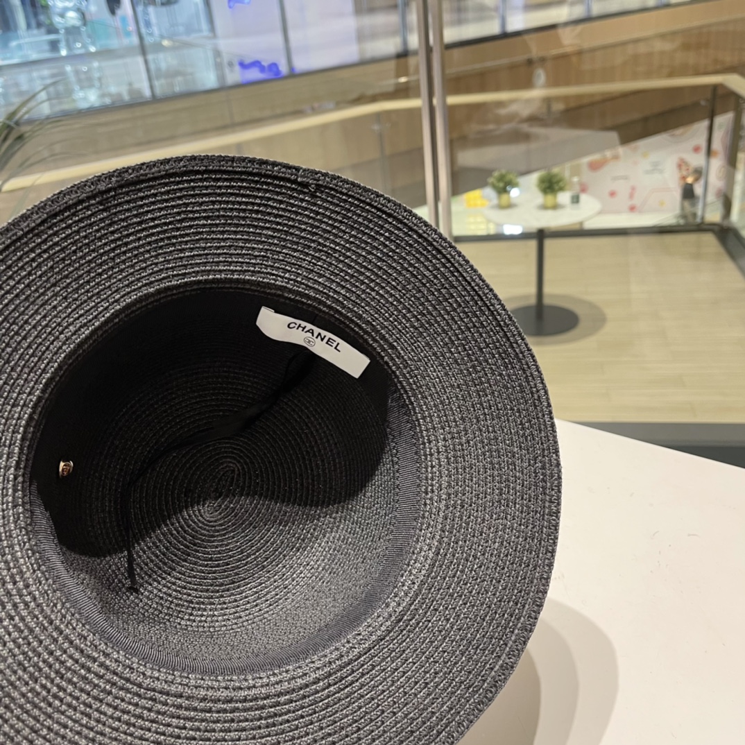 Chanel Straw Hat, Sun Hat, Sunshade Beach Hat, Head Circumference 57cm