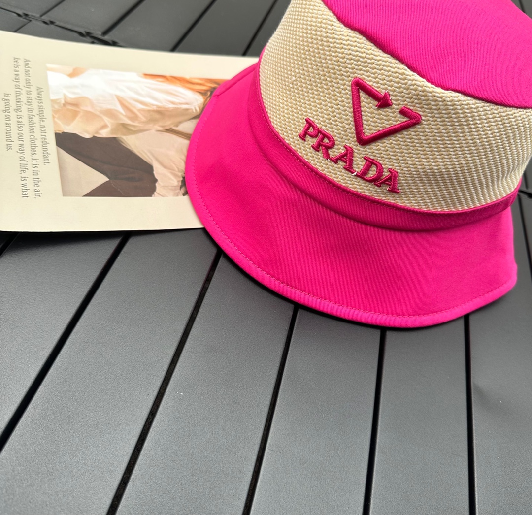 prada classic triangle bucket hat