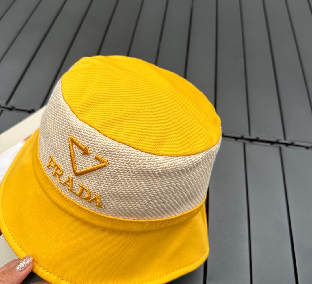 prada classic triangle bucket hat