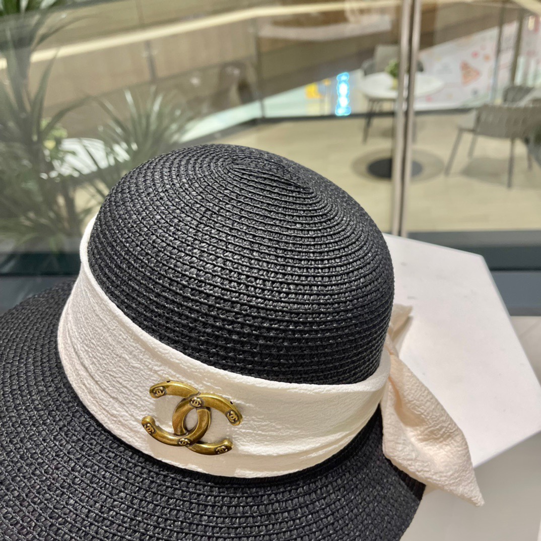 Chanel2023's new straw sunshade straw hat basin