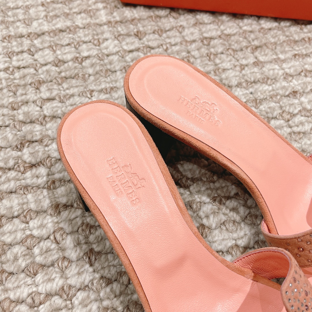 Hermes Oasis diamond face slippers series