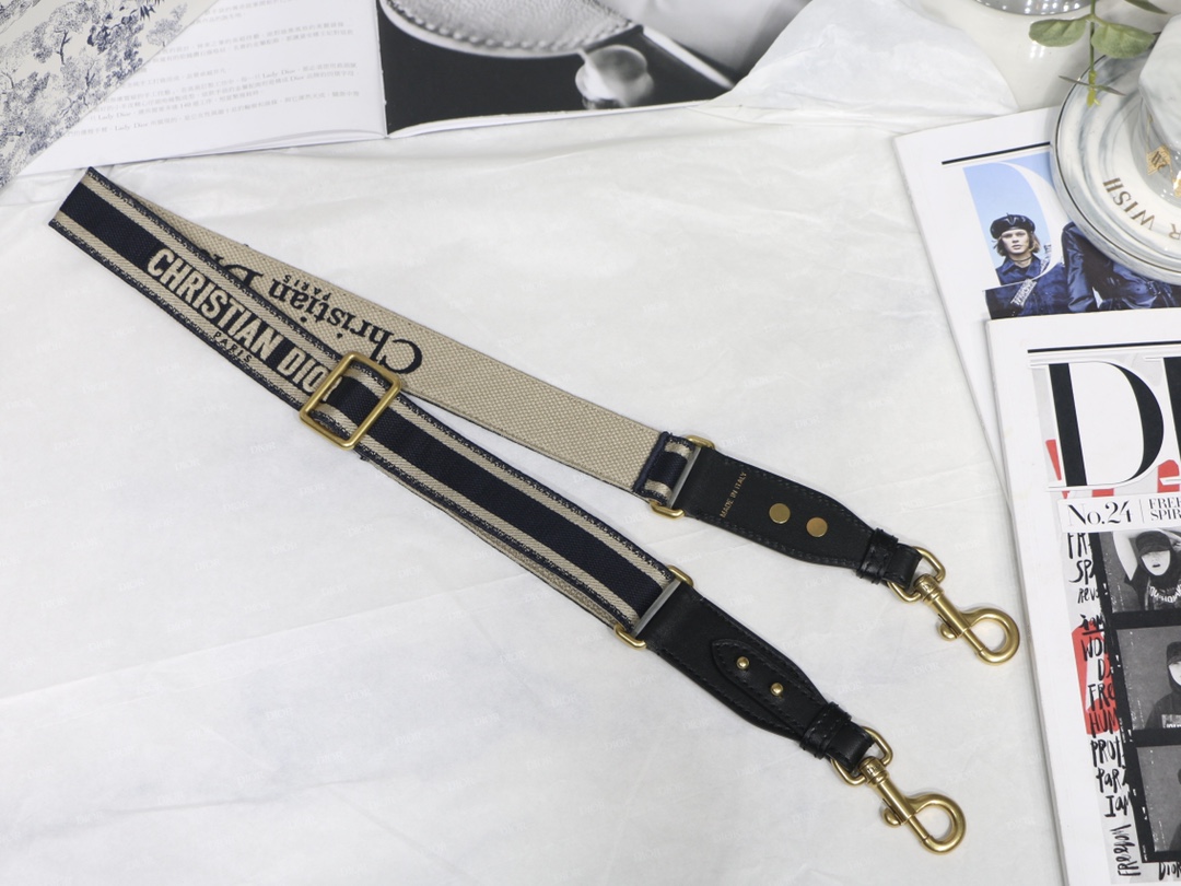 Dior blue embroidery and black cow leather