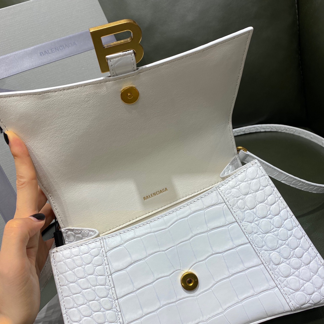 BALENCIAGA 𝐇𝐨𝐮𝐫𝐠𝐥𝐚𝐬𝐬𝐬 𝐒 crocodile-textured cowhide