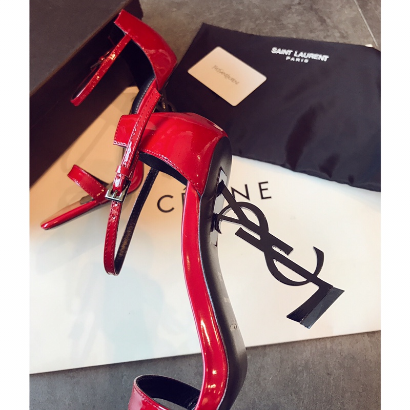 【Saint Laurent】YSL Saint Laurent logo with high-heeled sandals Paris runway models
