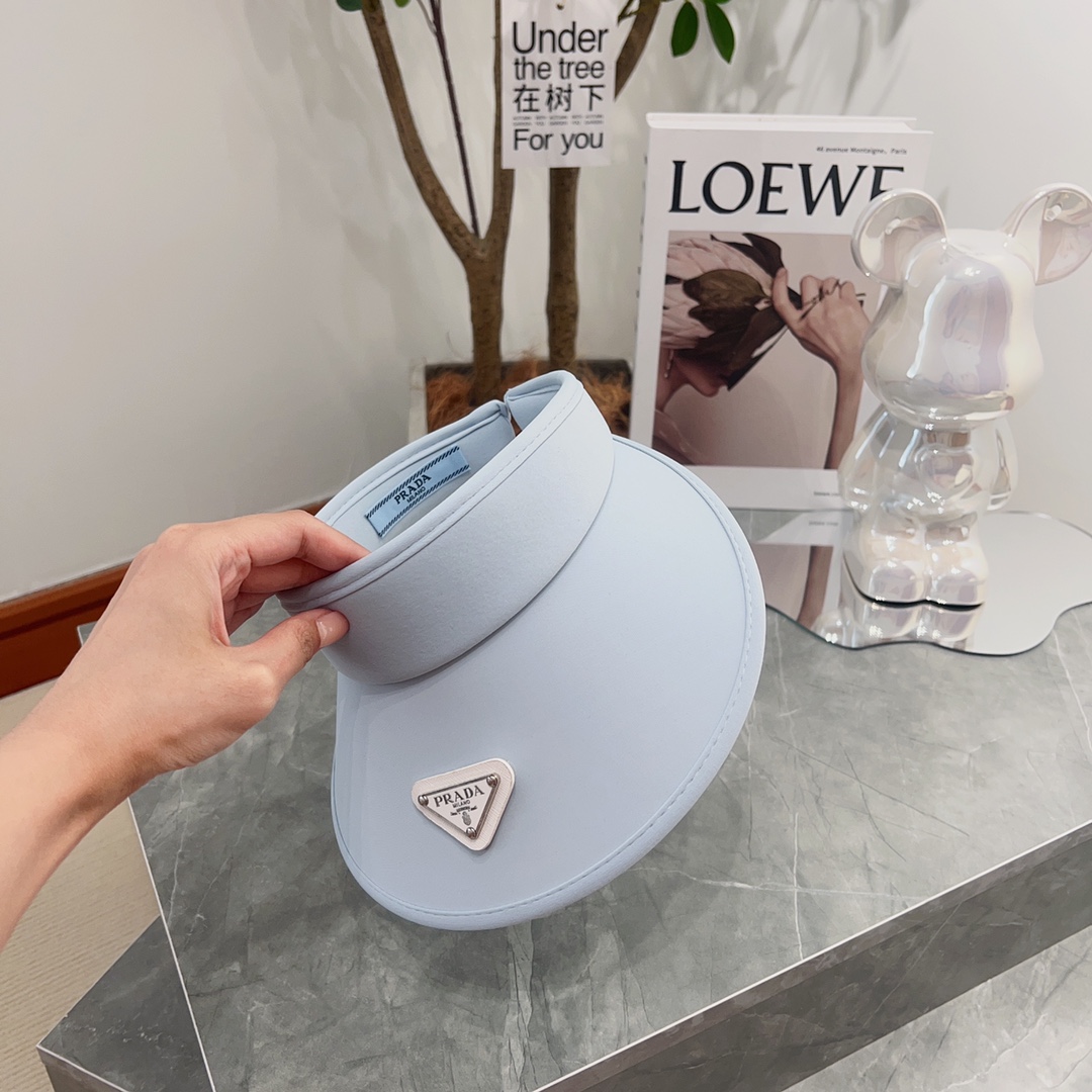 [PRADA Prada] 2023 summer new ice silk sun visor empty top hat