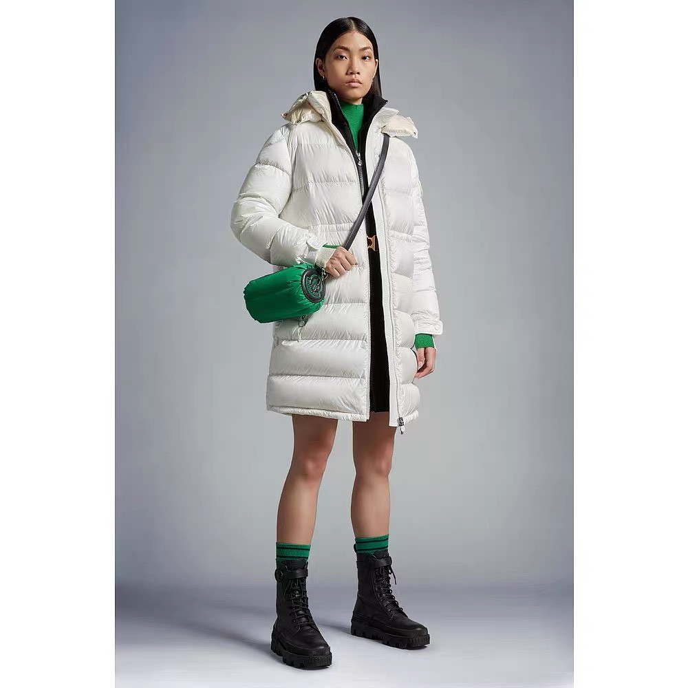 Moncler long wide down jacket for women-White