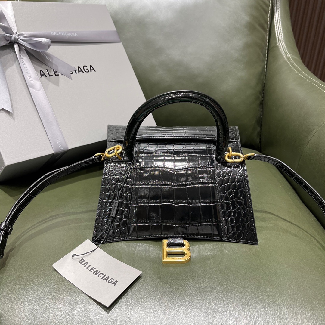 BALENCIAGA 𝐇𝐨𝐮𝐫𝐠𝐥𝐚𝐬𝐬𝐬 𝐒 crocodile-textured cowhide