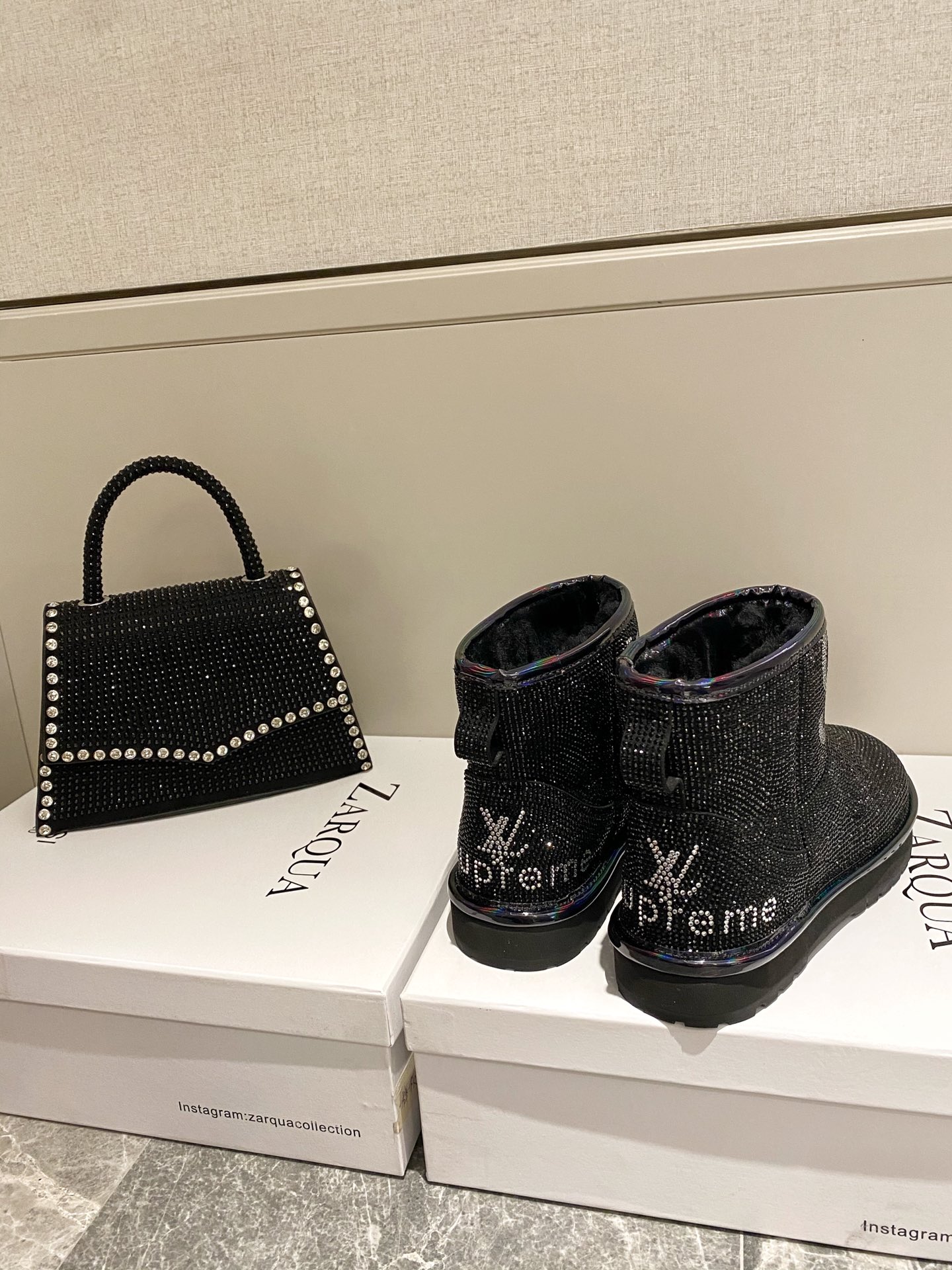 supermen & Louis Vuitton LV cooperation models full of diamonds snow shoes on the new lining pure wool super warm