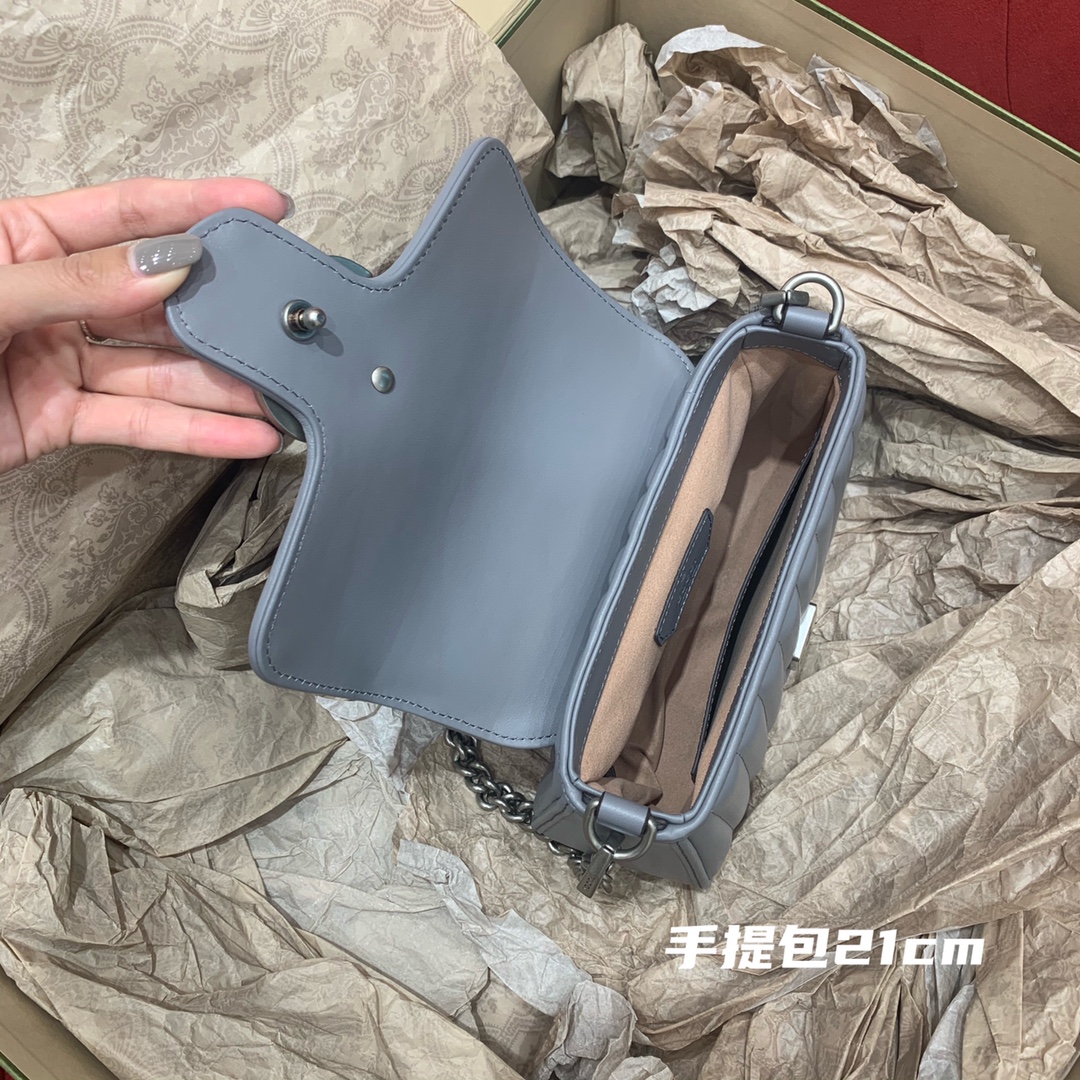 GUCCI marmont geometric series (handbag gray 21cm)# 583571