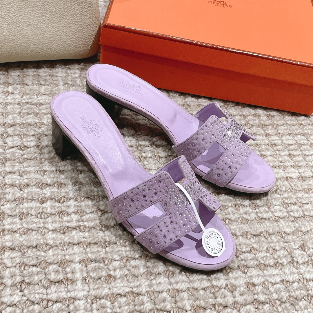 Hermes Oasis diamond face slippers series