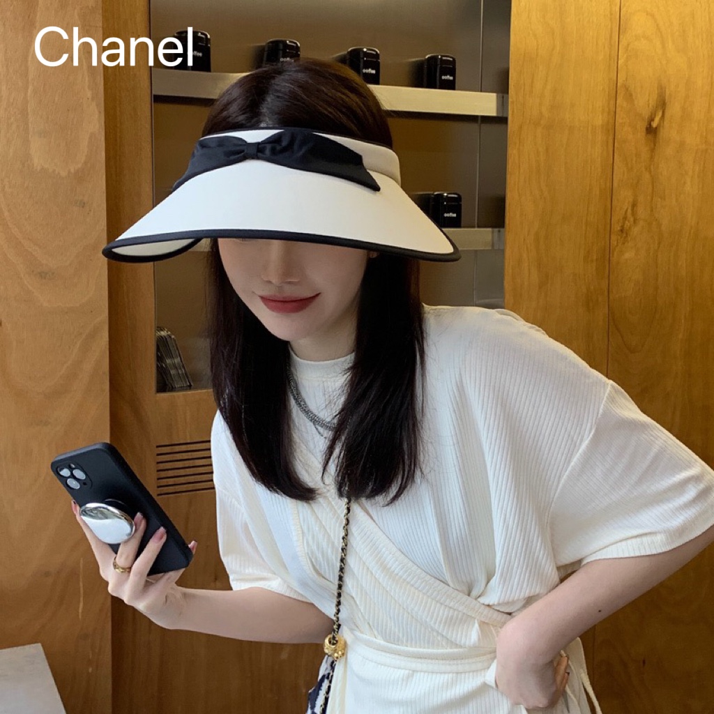 Chanel Bow Hat Empty Top Sun Protection UV Sun Shade Cap