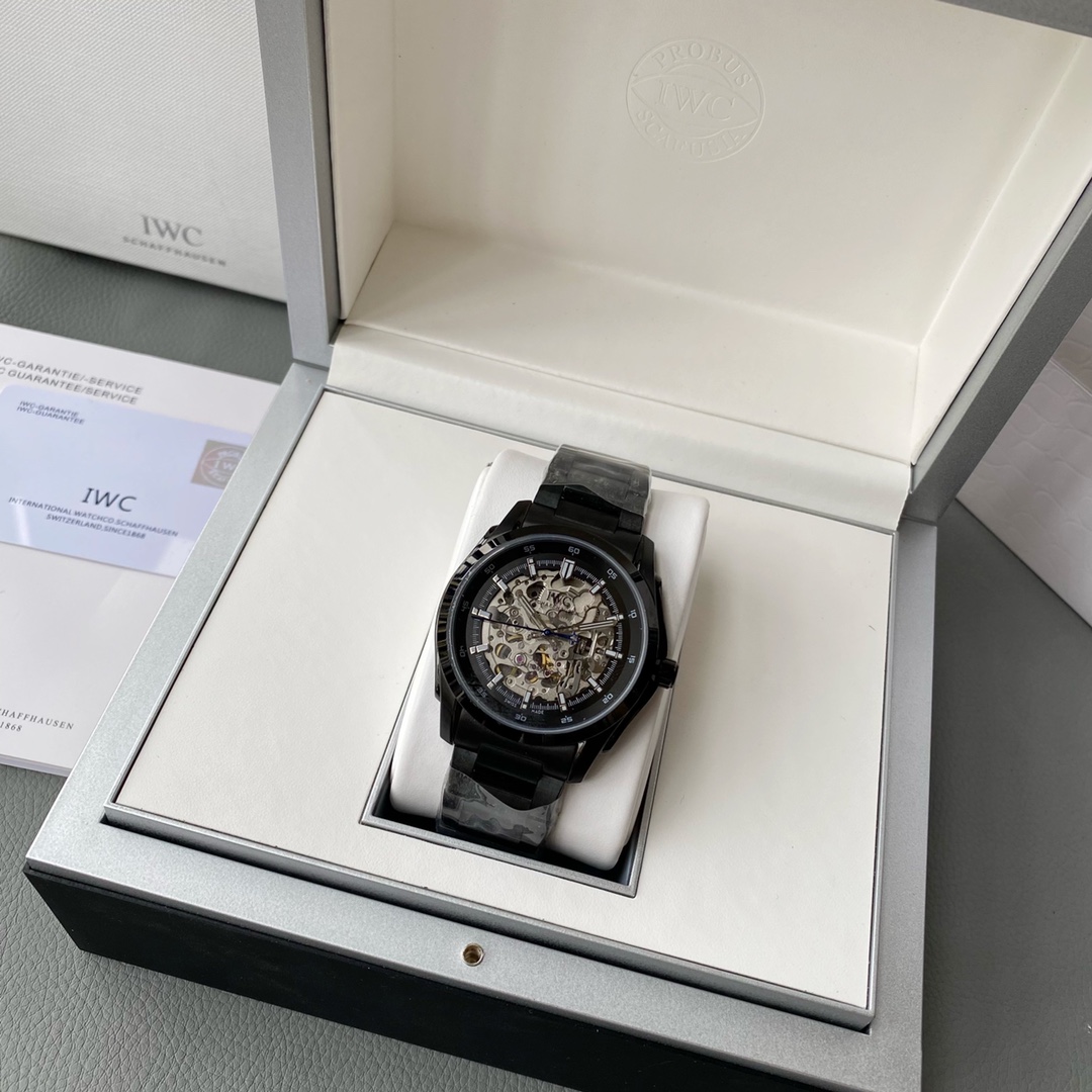 IWC- Simple three-hand skeleton men's boutique watch Automatic Japan Citizen 82S0 skeleton movement