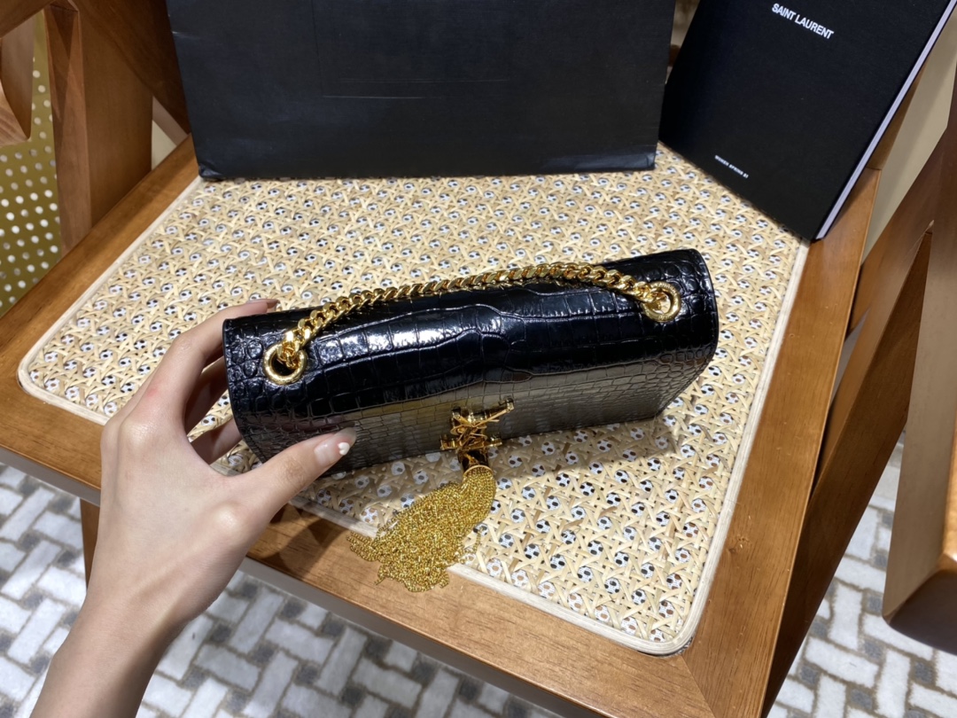 SAINT LAURENT #𝐊𝐚𝐭𝐞 20𝐜𝐦#474366 Original crocodile leather