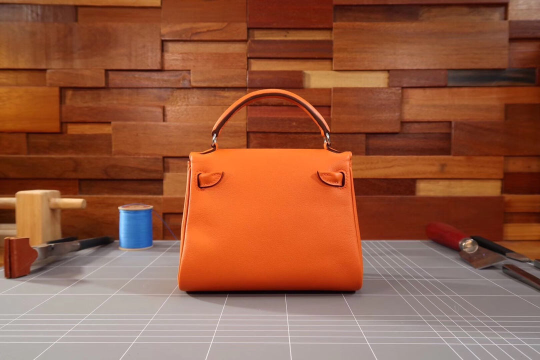 Kelly doll doll bag 17cm swift orange spell coffee silver buckle