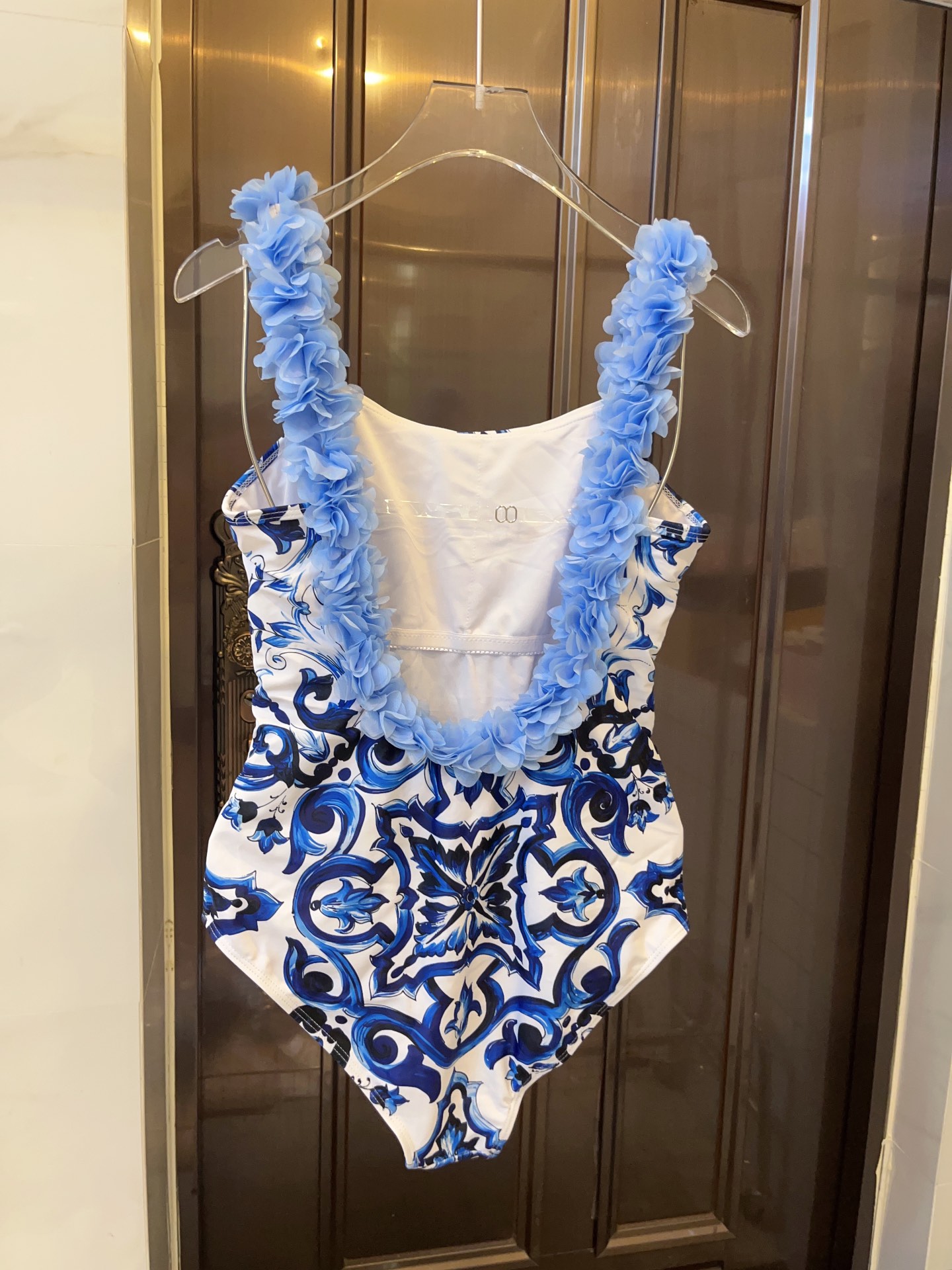 DG High-waisted bikini swimming costume with lace floral straps