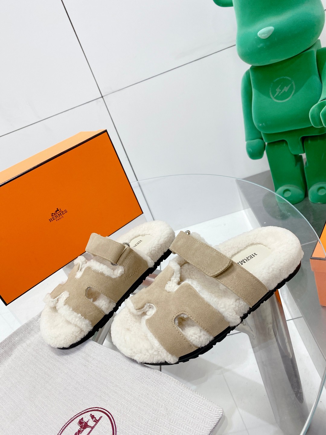 Hermes teddy fur uncle shoes