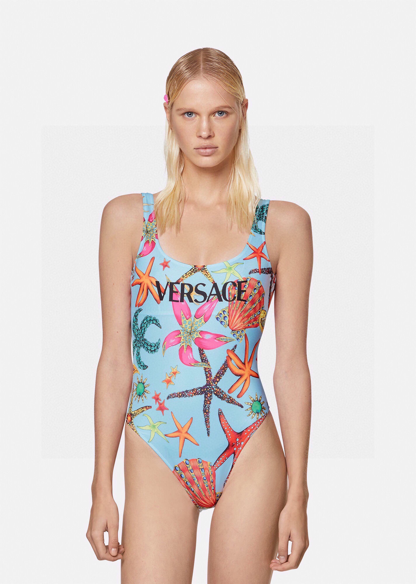 Versac*New Starfish Shell Print Open Back U-Neck One-Piece Swimsuit
