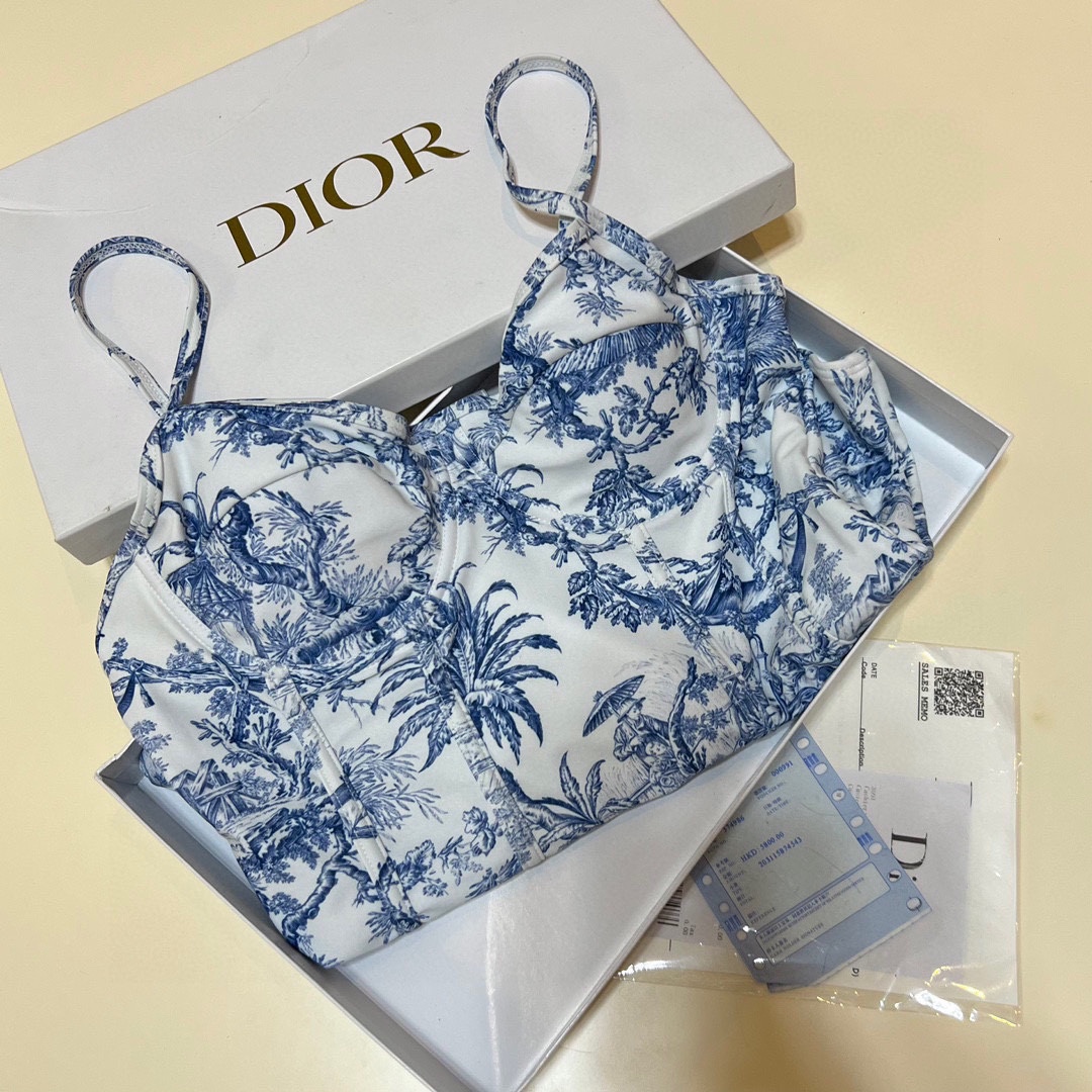 Dior Halter Gathering One-Piece Swimsuit
