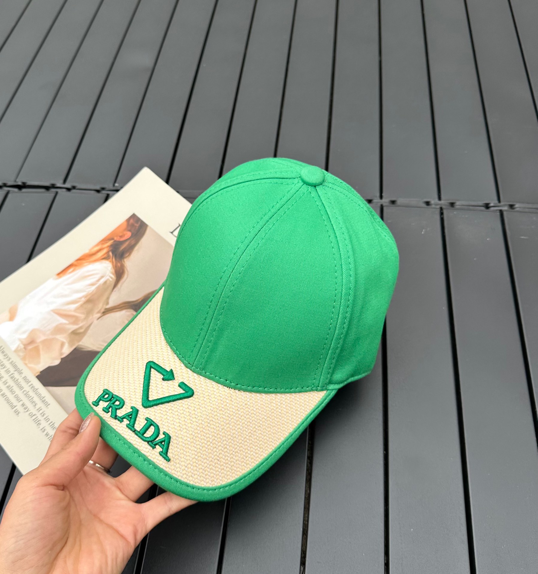 prada classic triangle logo baseball cap