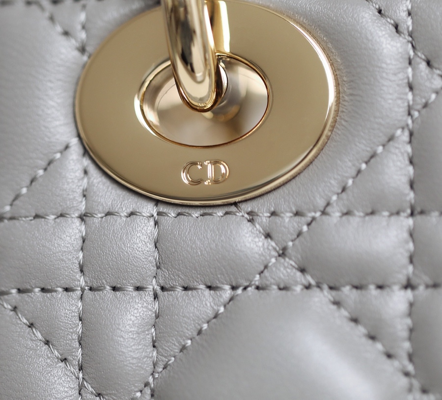 Lady grey rattan checkered lacquered GR original sheepskin mini Three compartments