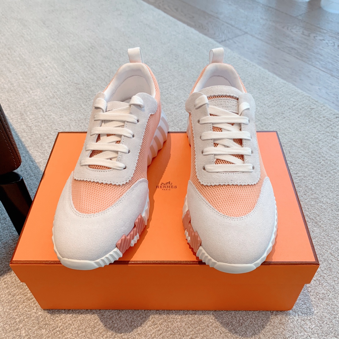 Hermes couple style lace-up color matching casual sneakers small white shoes
