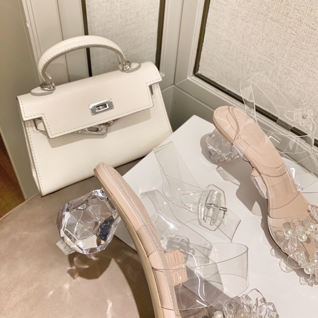 Simone rocha 2020 pearl crystal petals crystal heel sandals leather outsole