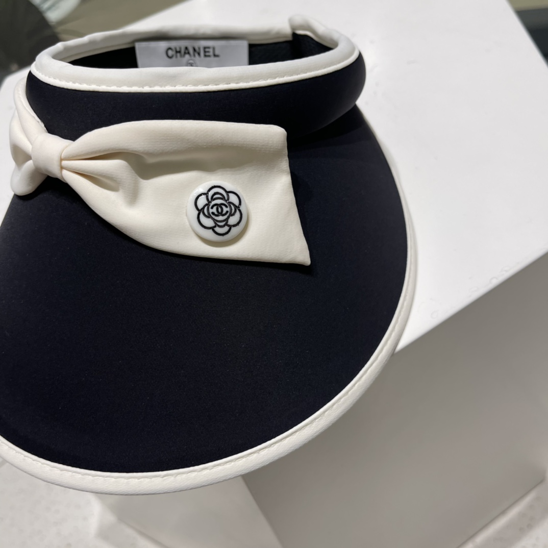 Chanel Bow Hat Empty Top Sun Protection UV Sun Shade Cap