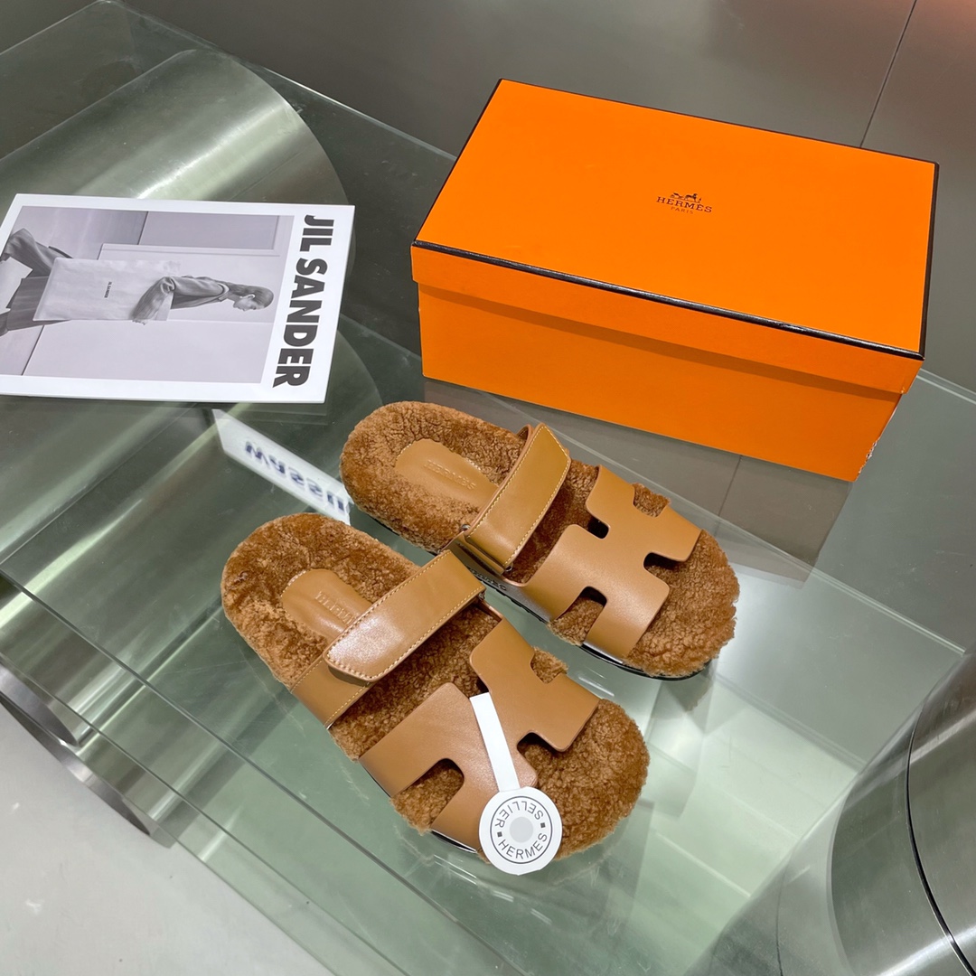 Hermes teddy fur uncle shoes