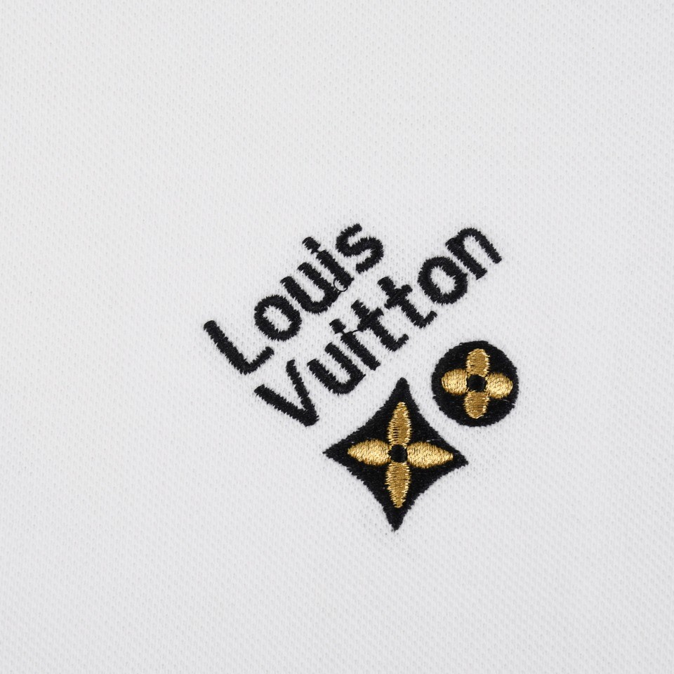 Louis Vuitton New three-flower LOGO embroidered polo shirt with lapel