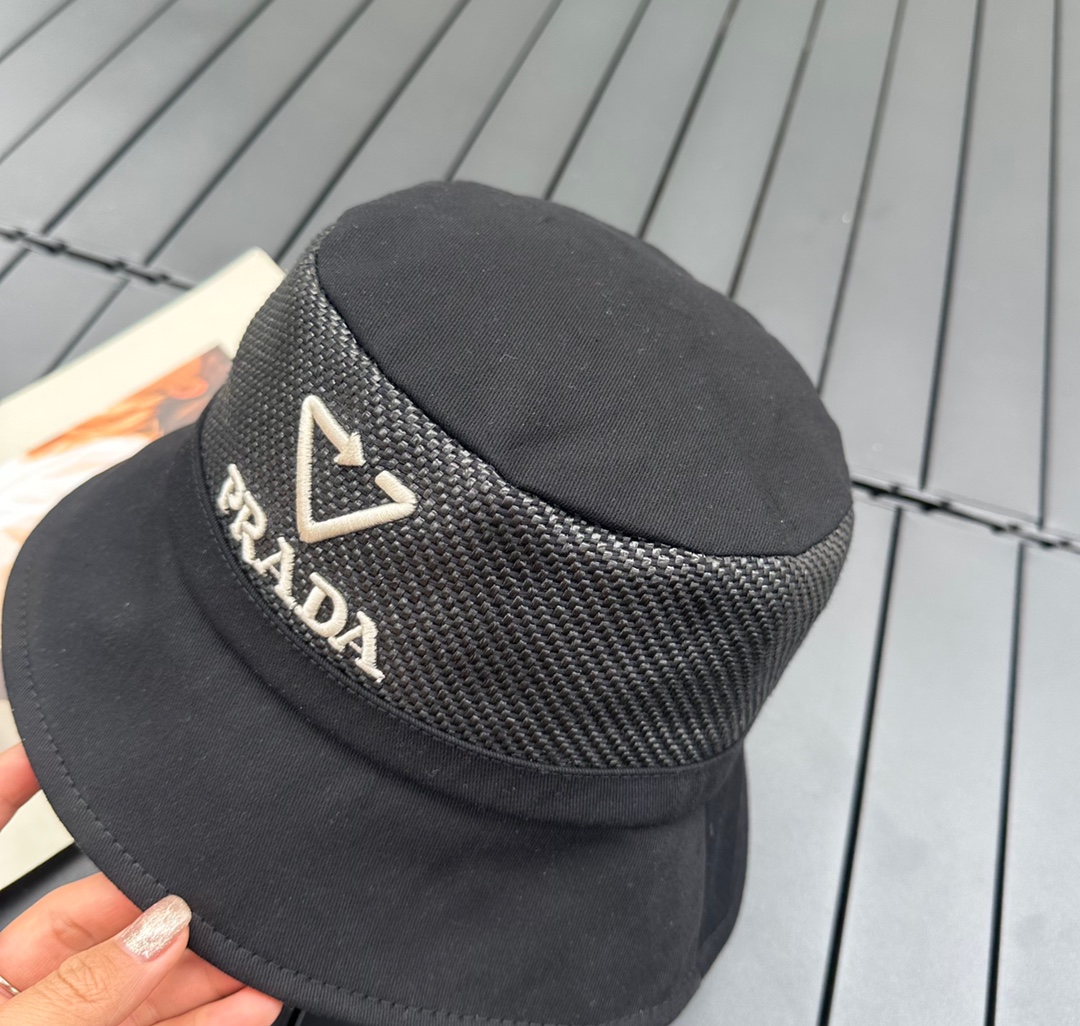 prada classic triangle bucket hat