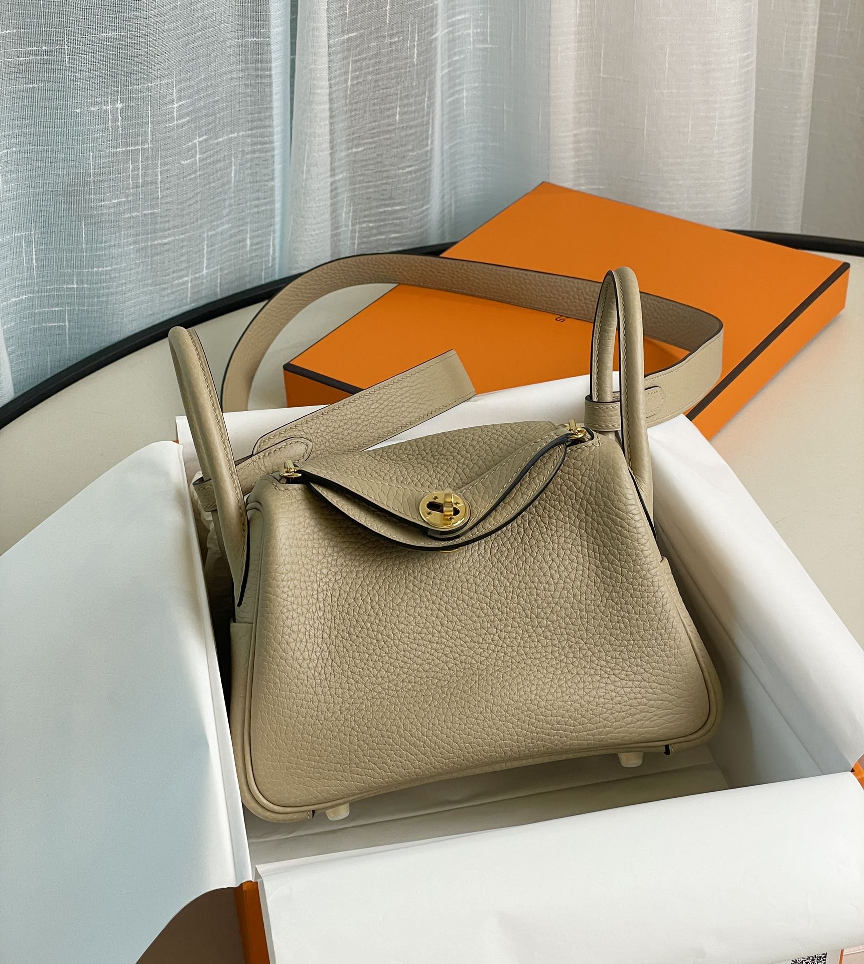 mini lindy trench coat gray gold buckle