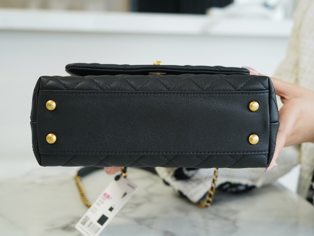 CHANEL 𝐂𝐨𝐂𝐨 𝐇𝐚𝐧𝐝𝐥𝐞 bag Lizard skin handle small black