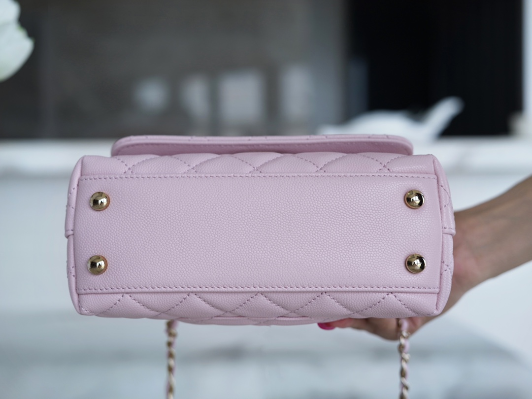 CHANEL 𝑪𝒐𝑪𝒐 𝒉𝒂𝒏𝒅𝒍𝒆 New Cowhide Handle 𝗠𝗶𝗡𝗶𝗡𝗶 Cherry Blossom Pink