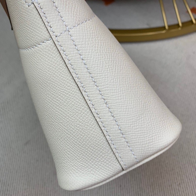 Bolide 27cm Imported original Epsom leather Half hand waxed stitching Milkshake white Silver buckle