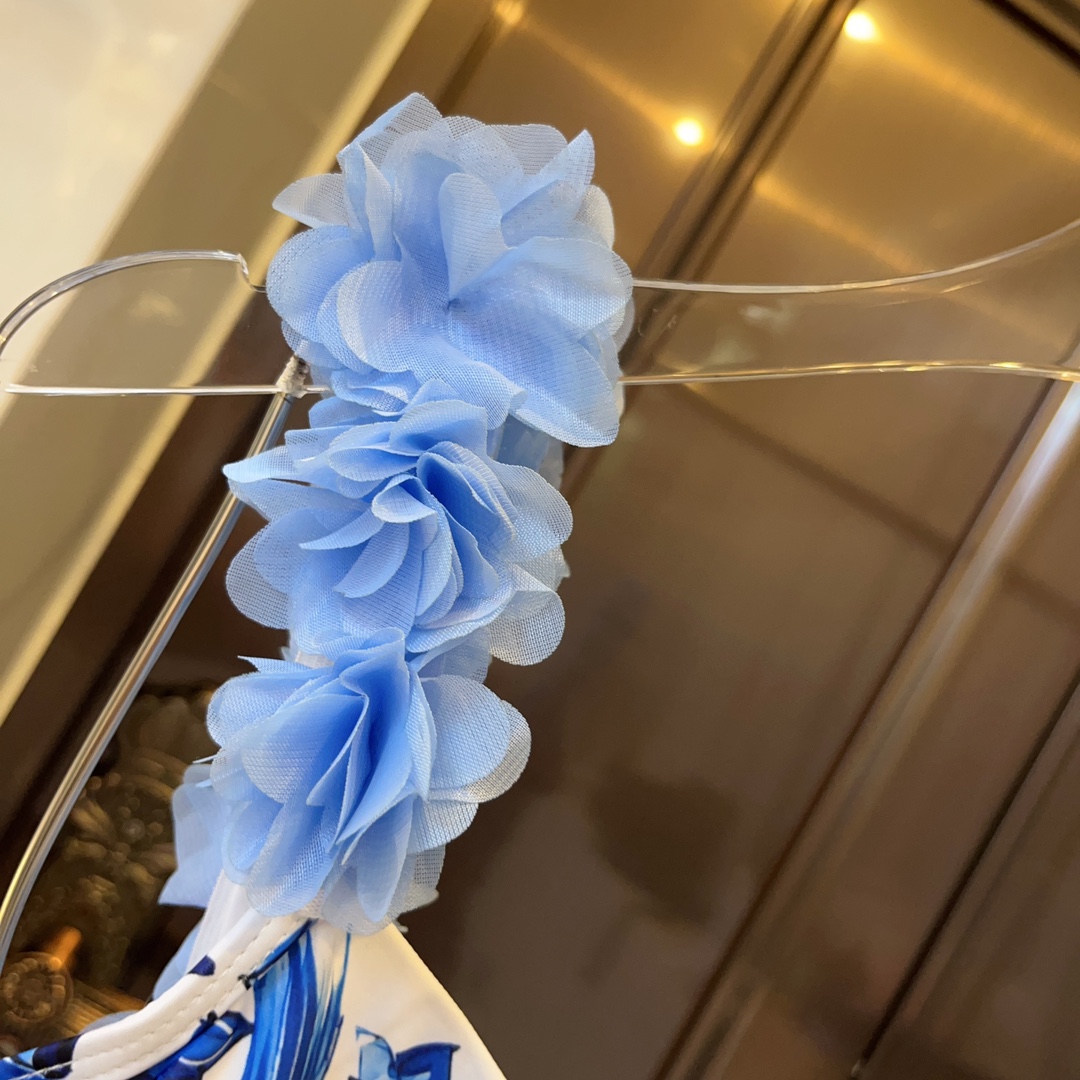 DG High-waisted bikini swimming costume with lace floral straps