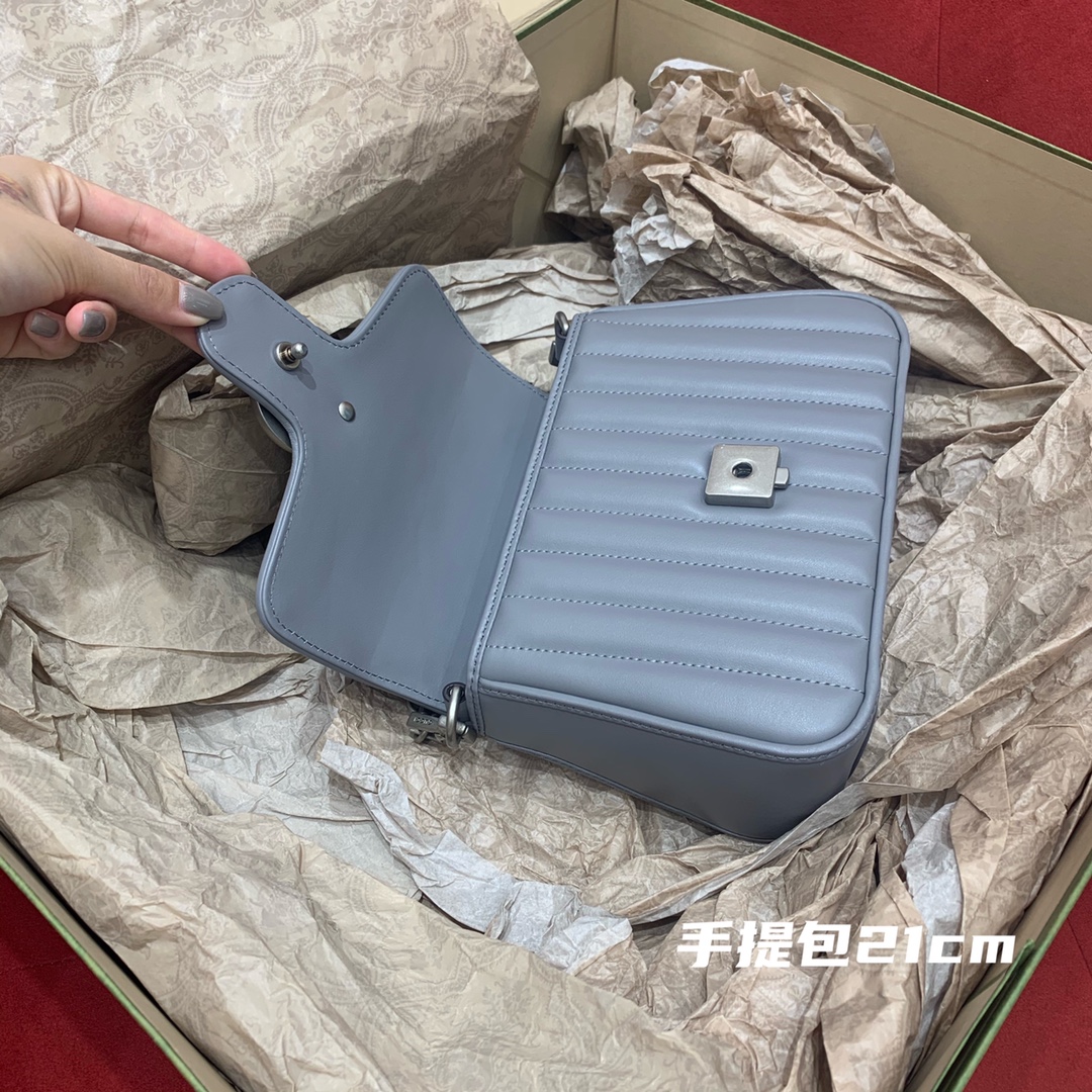 GUCCI marmont geometric series (handbag gray 21cm)# 583571