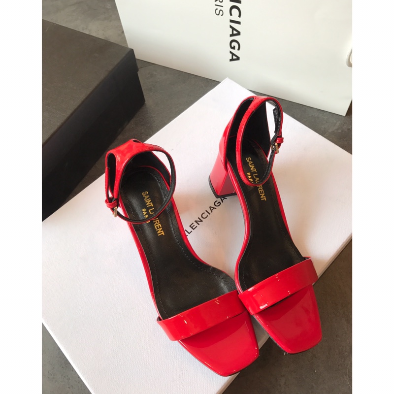 【Saint Laurene Saint Laurent】 YSL summer model thick heeled sandals with 6.5cm high