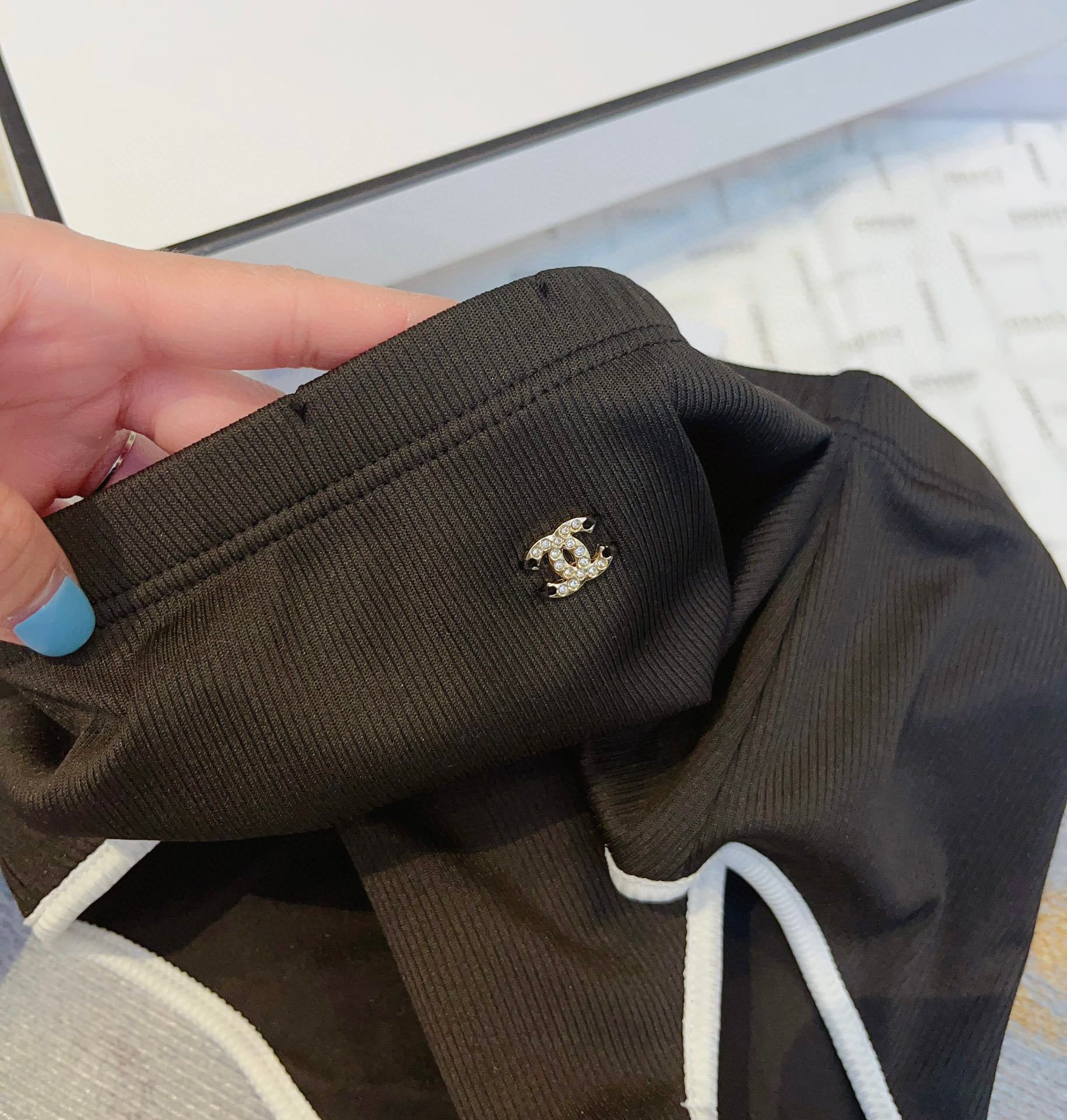 Chanel New Bikini Midi Set Petit Chanel Logo Print Camisole + Triangle Bottoms Separate Swimsuit