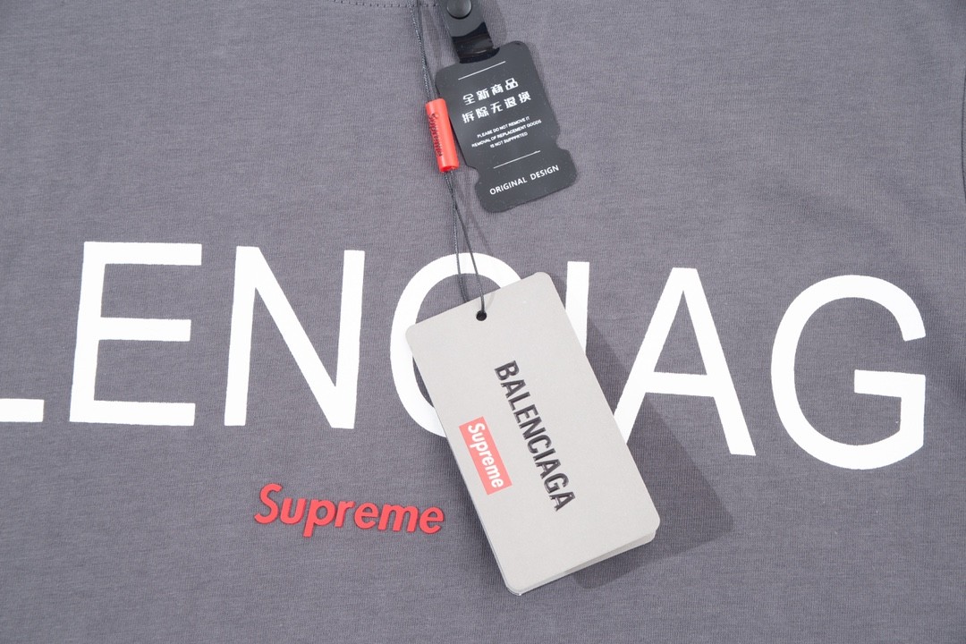 Balenciaga × Supreme 2023 Fall Spring/summer collection simple double LOGOT shirts