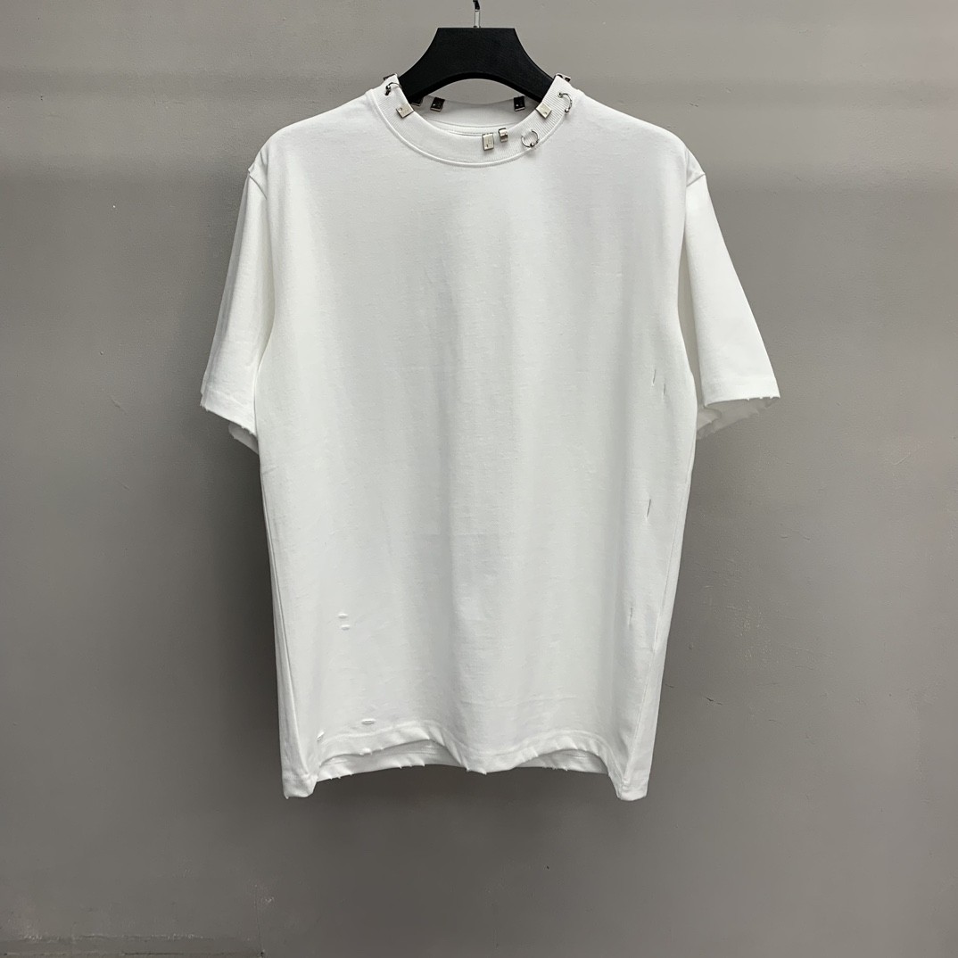 Balenciaga neckline hardware perforated T-shirt