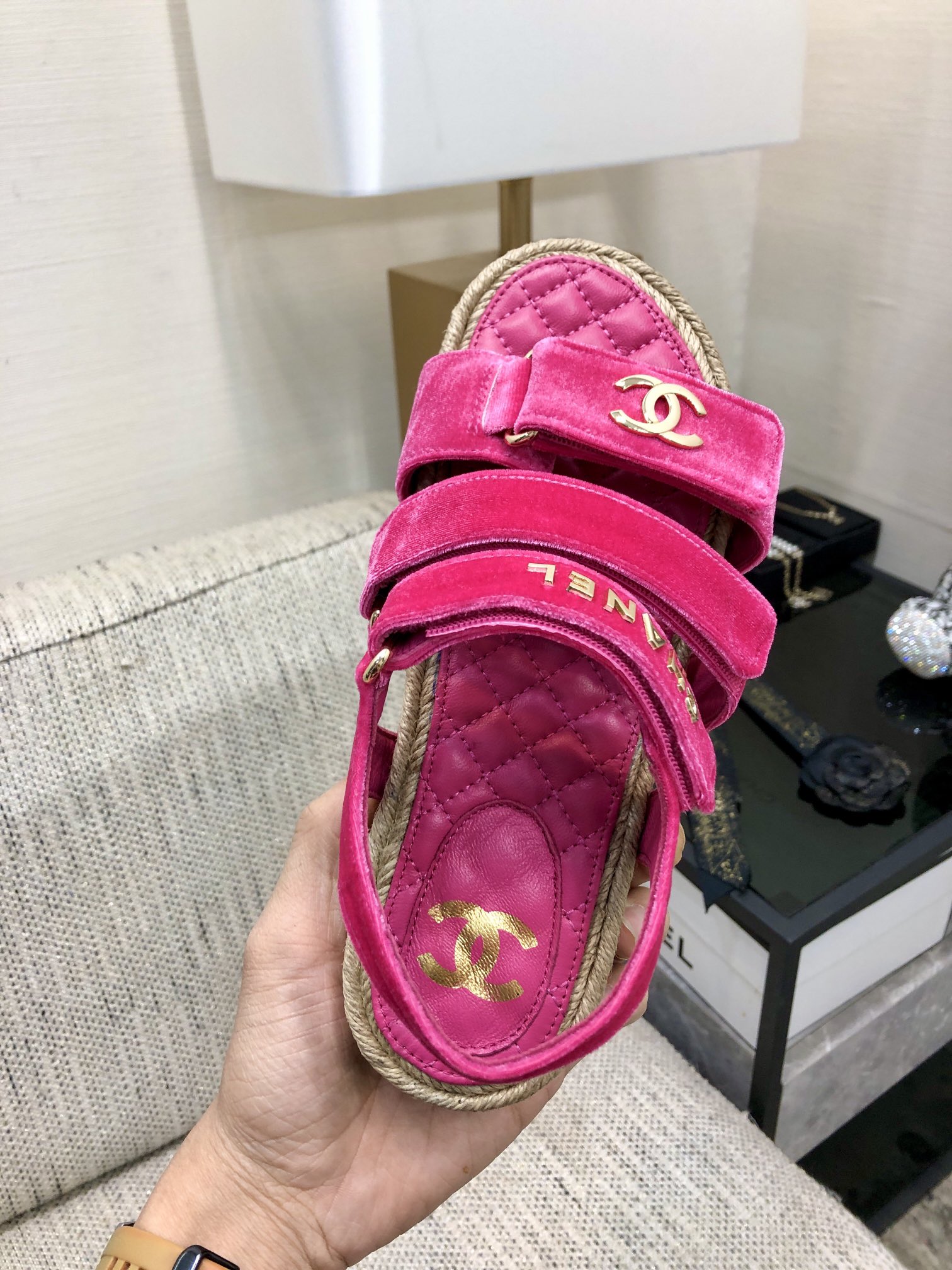 CHANEL 2023 spring and summer latest woven velcro sandals Japan imported woven materials